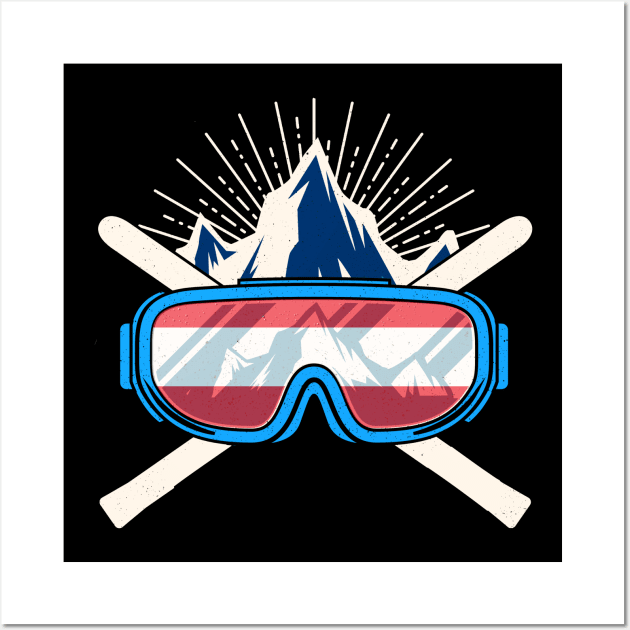 Ski Austria Austrian Skiing Skier Flag Winter Sports Wall Art by E